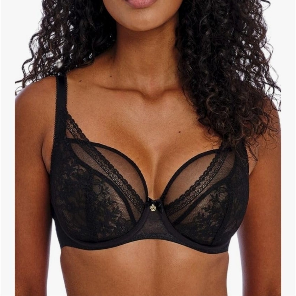 New w/ Tags Freya Women's Sydnie Underwire High Apex Plunge Charm Bra Black